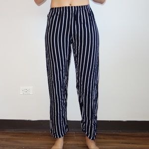 Blue and white loose fit striped pants